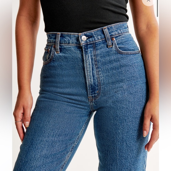 NWT Abercrombie & Fitch Curve Love 90s Straight Ultra High Rise Jeans Marble - Picture 4 of 8